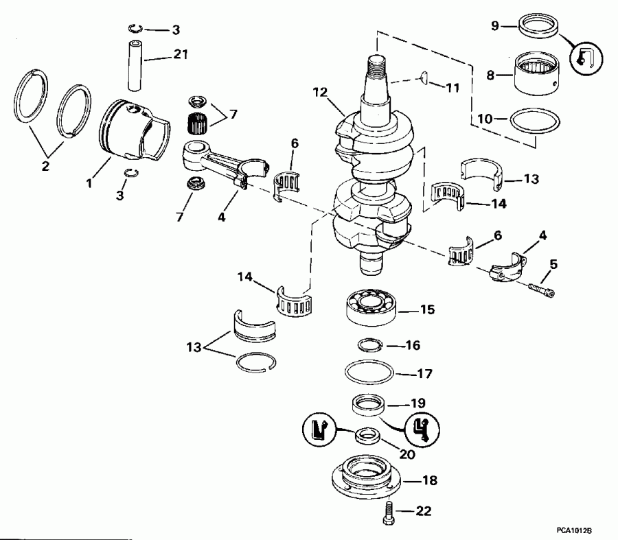 ����� EVINRUDE E50BELEOD 1995  - ankshaft & Piston - ank��� & �������