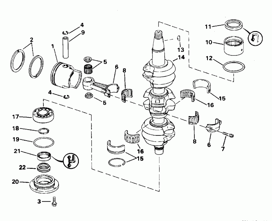 ��������� ��������� ������� E50ELEOS 1995  - ankshaft & Piston / ank��� & �������