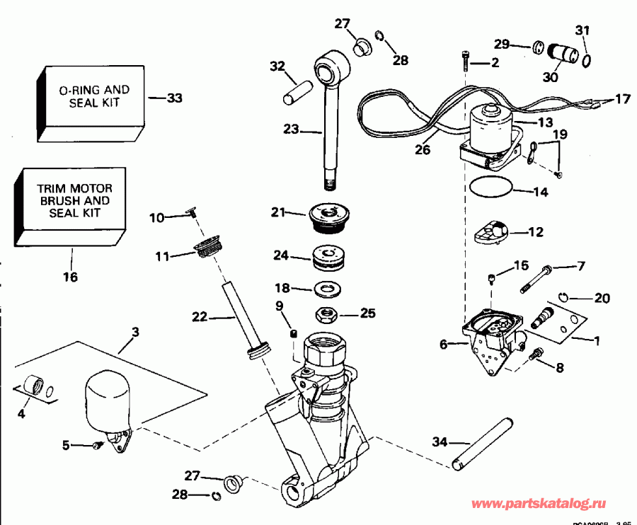 �������� ��������� ����� EVINRUDE E50ELEOS 1995  - wer Trim / tilt Hydraulic Assembly - wer Trim/tilt Hydraulic Assembly