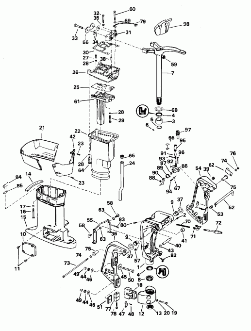 ��������� �������� ����� EVINRUDE E50TTLEOS 1995  - dsection - dsection