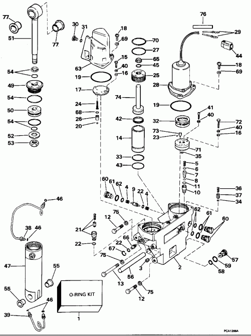 �������� ����� Evinrude E50TTLEOS 1995  - wer Trim/tilt Hydraulic Assembly