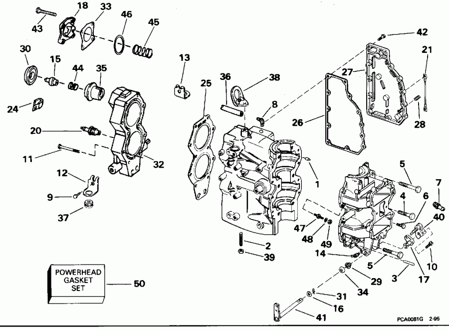 ��������� ����� ������� E55RSLG 1995  - linder & Crankcase / linder & ������ ���������