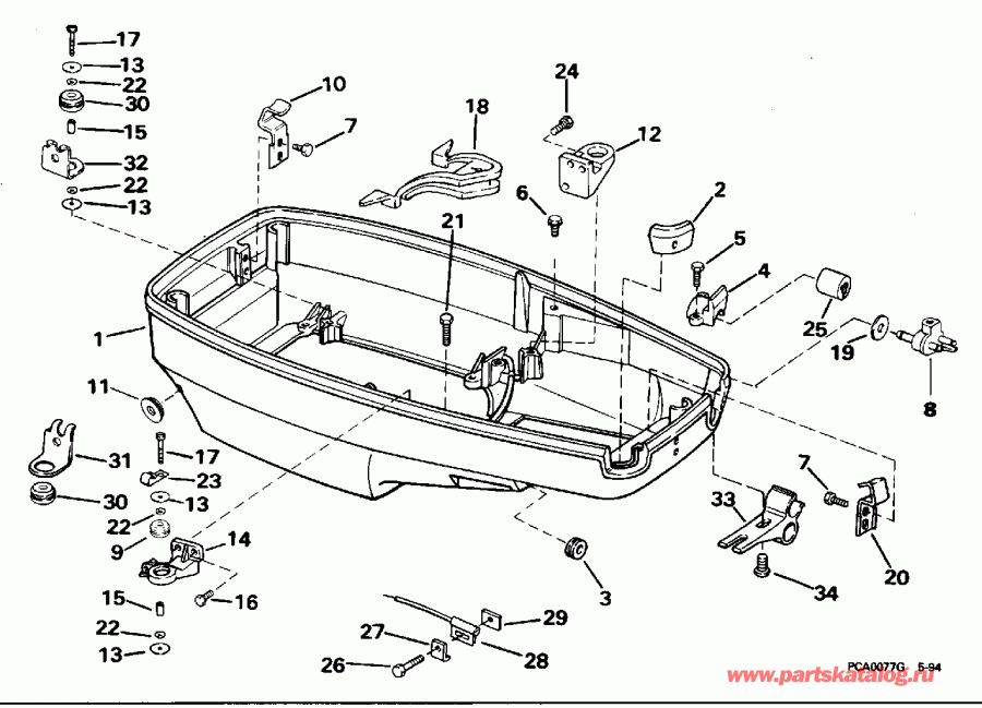 ��������� Evinrude E55RSLG 1995  - wer Engine Cover - wer ������ ��������� (�����)