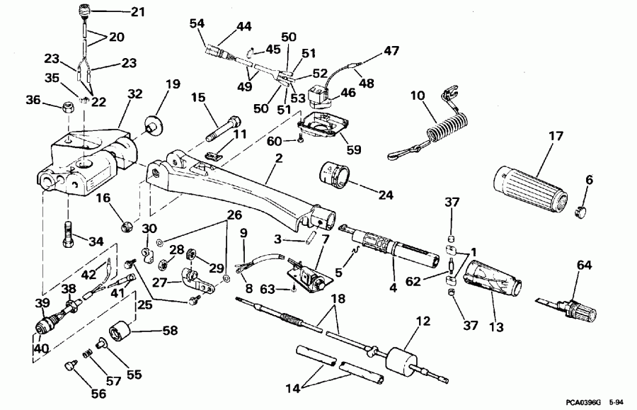 ��������� ����� Evinrude E60TTLEOC 1995  - eering Handle / ee������ Handle