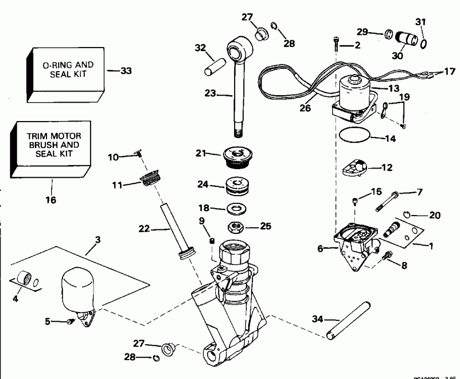 �������� ����� EVINRUDE E70ELEOR 1995  - wer Trim / tilt Hydraulic Assembly / wer Trim/tilt Hydraulic Assembly