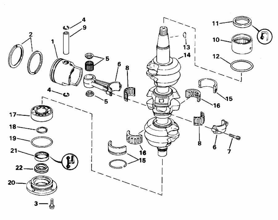 ��������� EVINRUDE E70TTLEOR 1995  - ankshaft & Piston