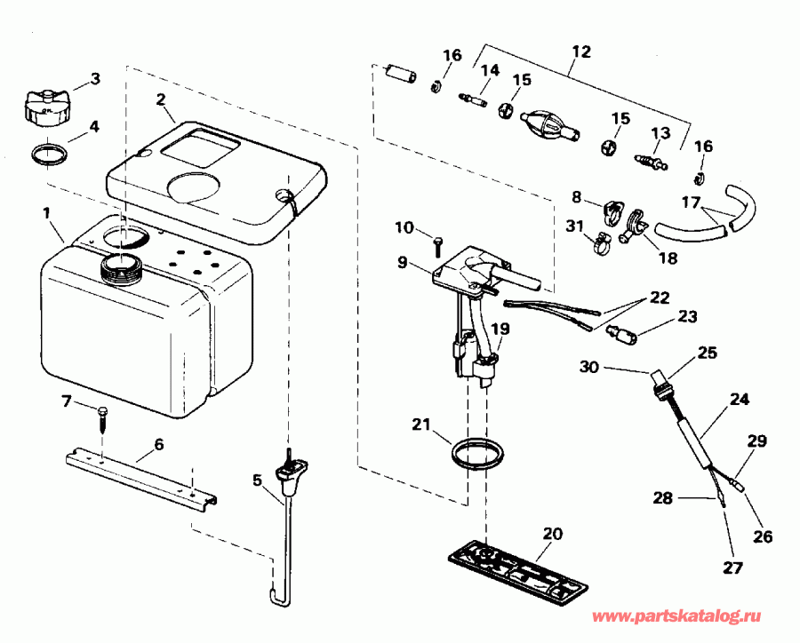 ��������� �������� ����� Evinrude E85TTLEOR 1995  - 1.8 ������ / 1.8 Gallon
