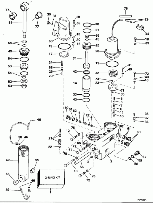 ��������� �������� ����� Evinrude E85TTLEOR 1995  - wer Trim / tilt Hydraulic Assembly