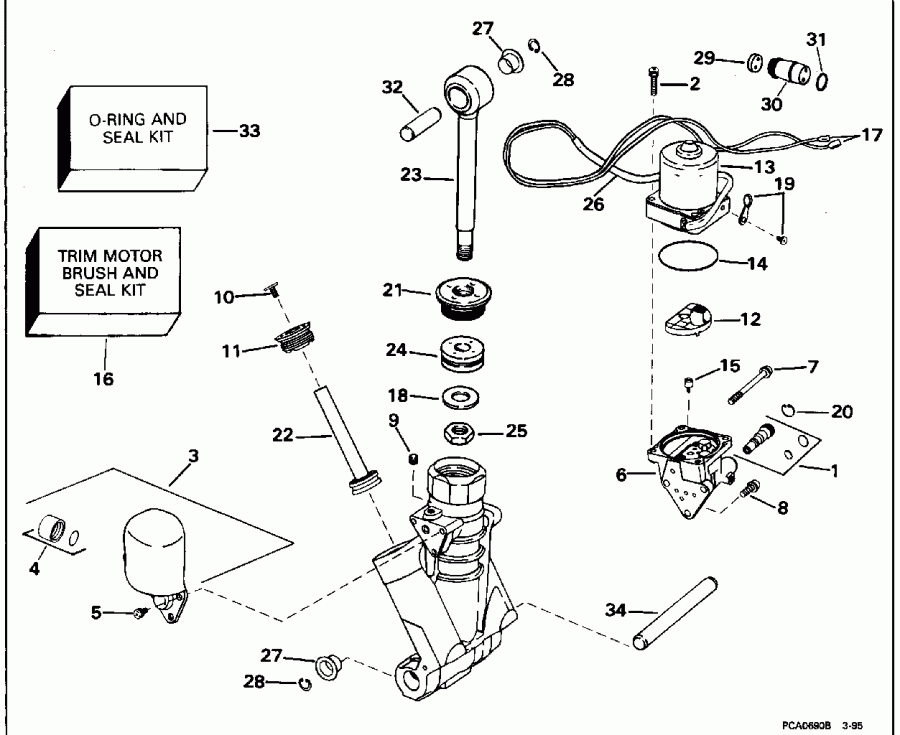�������� ����� EVINRUDE E88MSLEOS 1995  - wer Trim / tilt Hydraulic Assembly