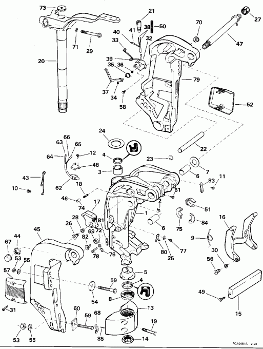 ��������� ��������� Evinrude E88MSLEOS 1995  - Power Trim & Tilt / ���������������� ��������� �������