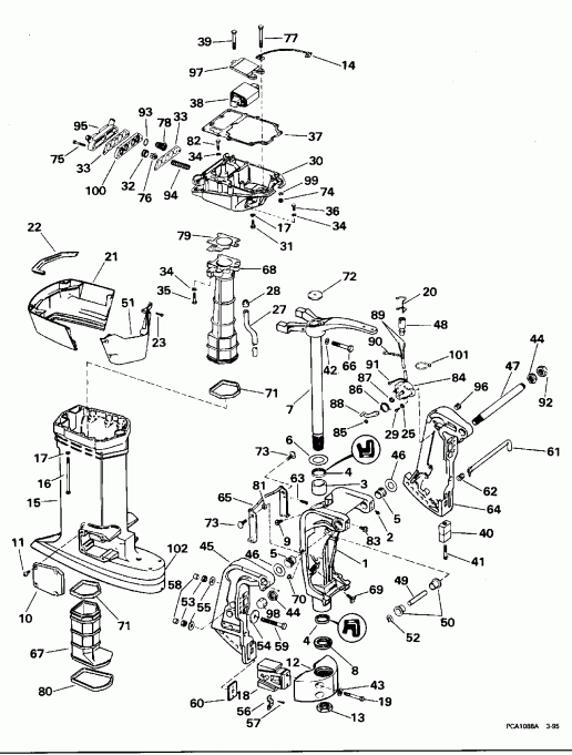����� Evinrude E88TSLEOC 1995  - dsection / dsection
