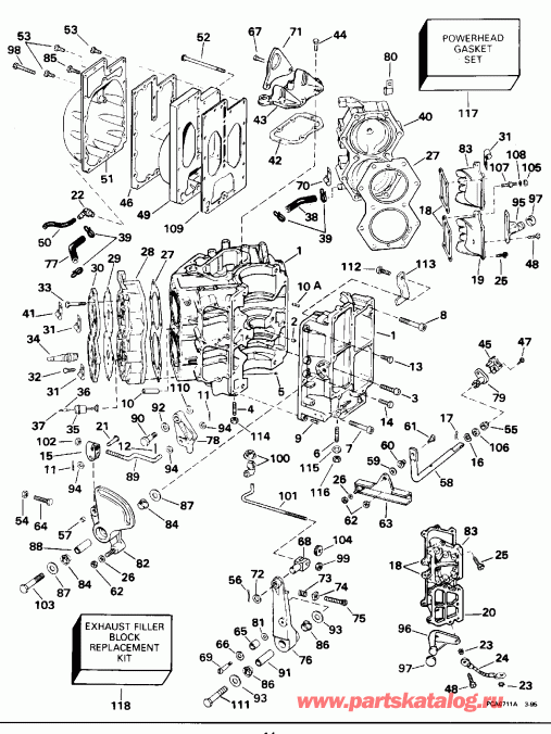 �������� ��������� ����� ������� E90MLEOR 1995  - linder & Crankcase / linder & ������ ���������