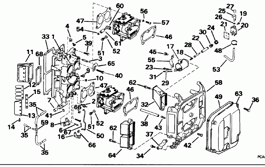��������� �������� ����� EVINRUDE E90MLEOR 1995  - take Manifold / take ���������