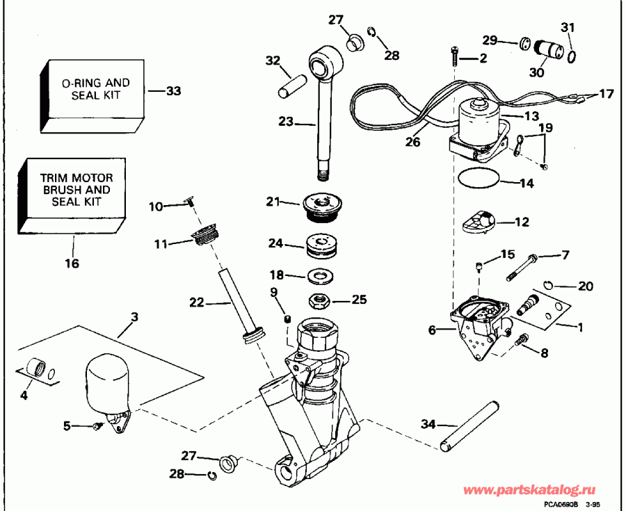 ��������� ����� EVINRUDE E90MLEOR 1995  - wer Trim / tilt Hydraulic Assembly / wer Trim/tilt Hydraulic Assembly