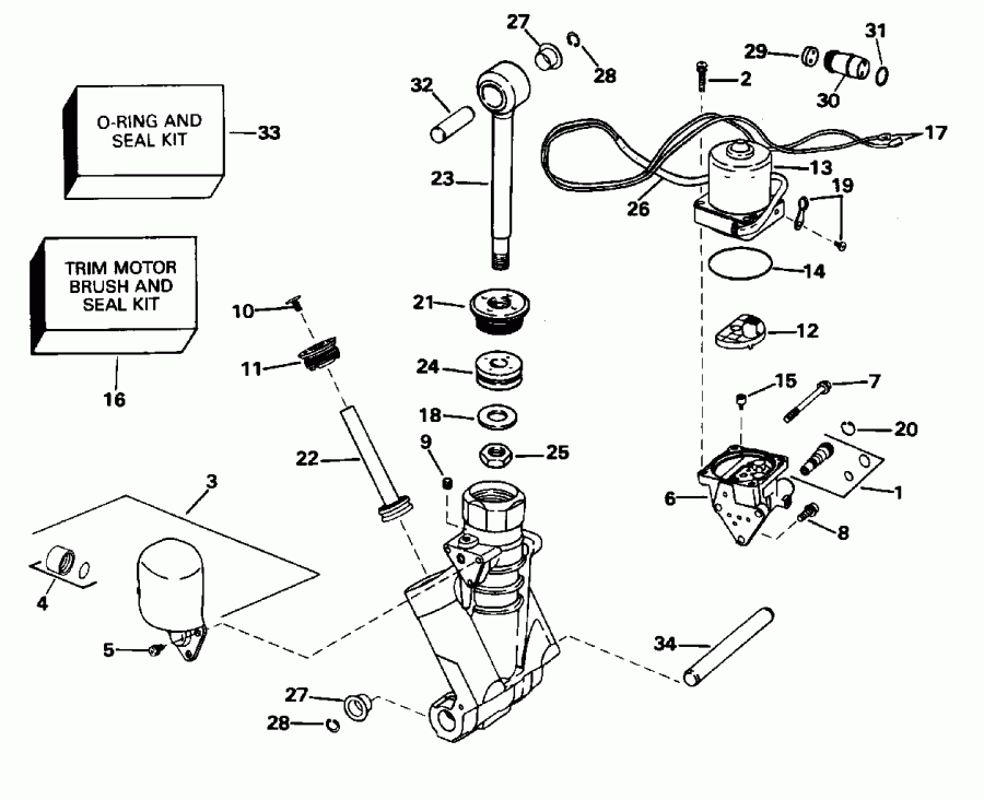 ��������� ��������� Evinrude E90SLEOC 1995  - wer Trim / tilt Hydraulic Assembly