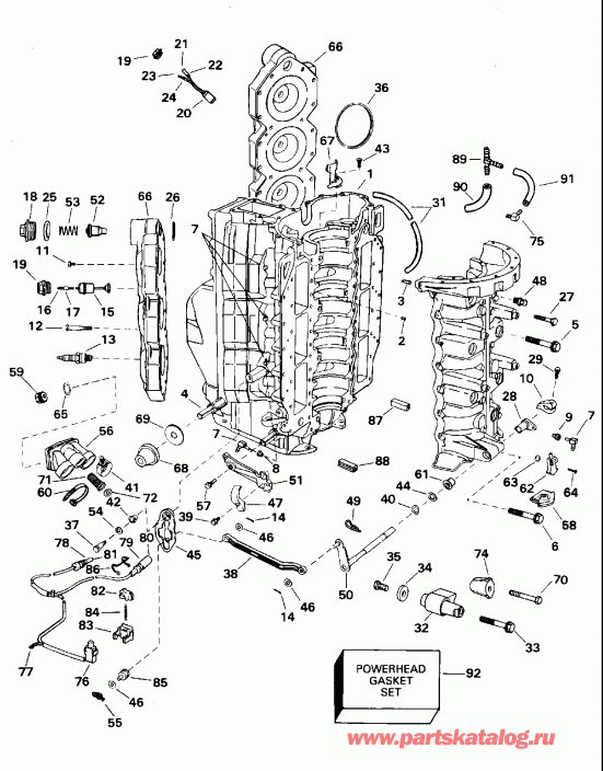 �������� ��������� ����� EVINRUDE VE150HLEOS 1995  - linder & ������ ��������� - linder & Crankcase