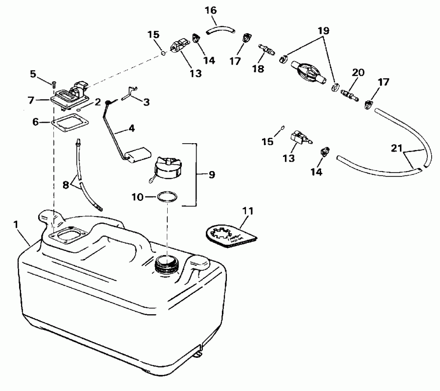 �������� ��������� ����� Evinrude BE10FAEDC 1996  - el Tank P / n 176206