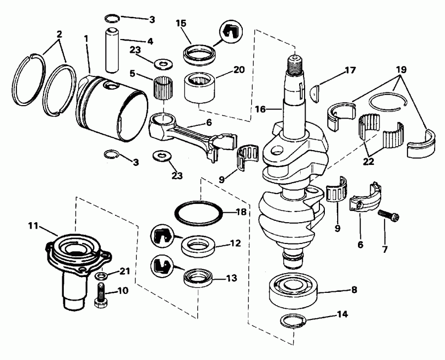 �������� ����� EVINRUDE BE10REDD 1996  - ankshaft & Piston