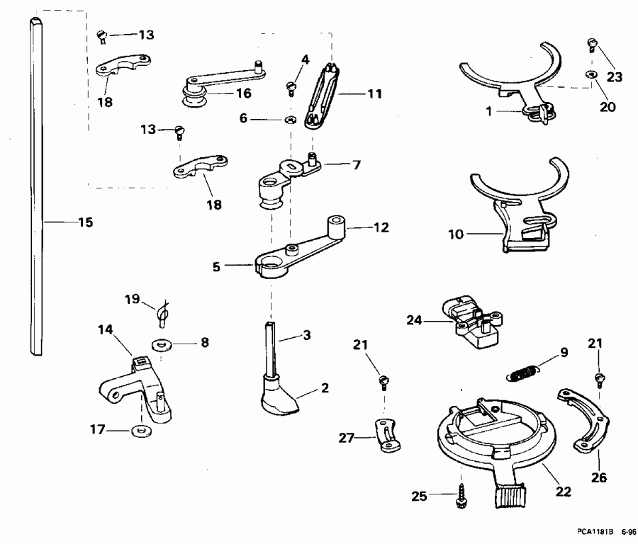 �������� ����� Evinrude BE115ELEDR 1996  - rottle ��������� ��������