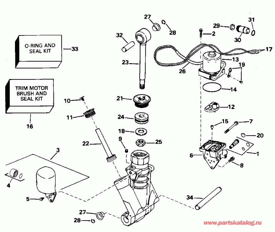 ��������� �������� ����� Evinrude BE150NXEDB 1996  - wer Trim/tilt Hydraulic Assembly / wer Trim / tilt Hydraulic Assembly