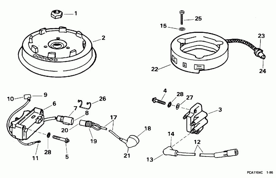 ��������� ��������� Evinrude BE15FAEDR 1996  - Rope Start - ���� Start