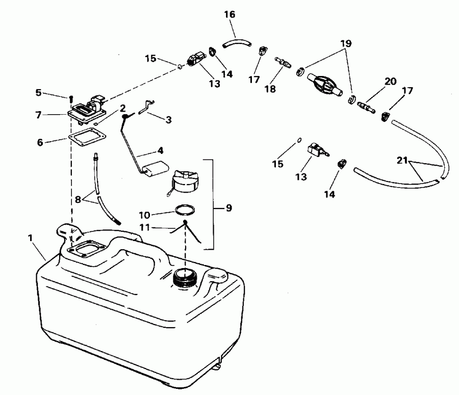 ��������� �������� ����� EVINRUDE BE15FWEDC 1996  - 6 Gallon P/n 175303 - 6 ������ P / n 175303