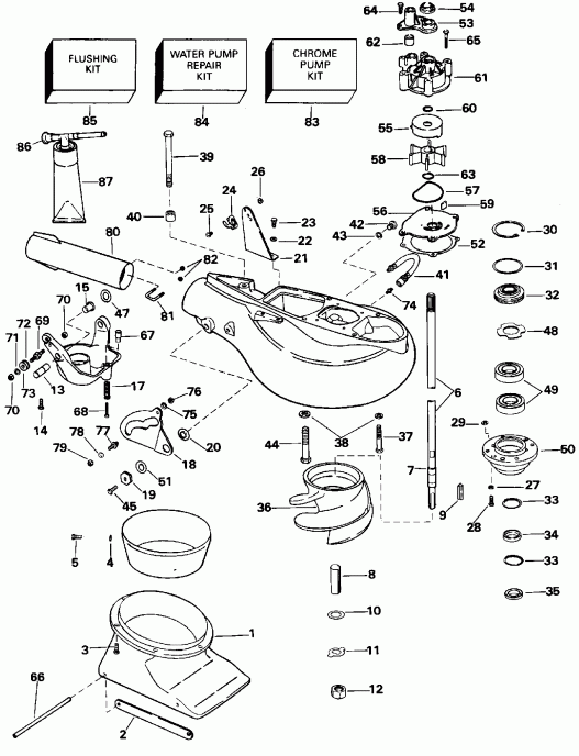�������� ��������� ����� Evinrude BE175EXEDB 1996  - t Drive Unit - t Drive Unit