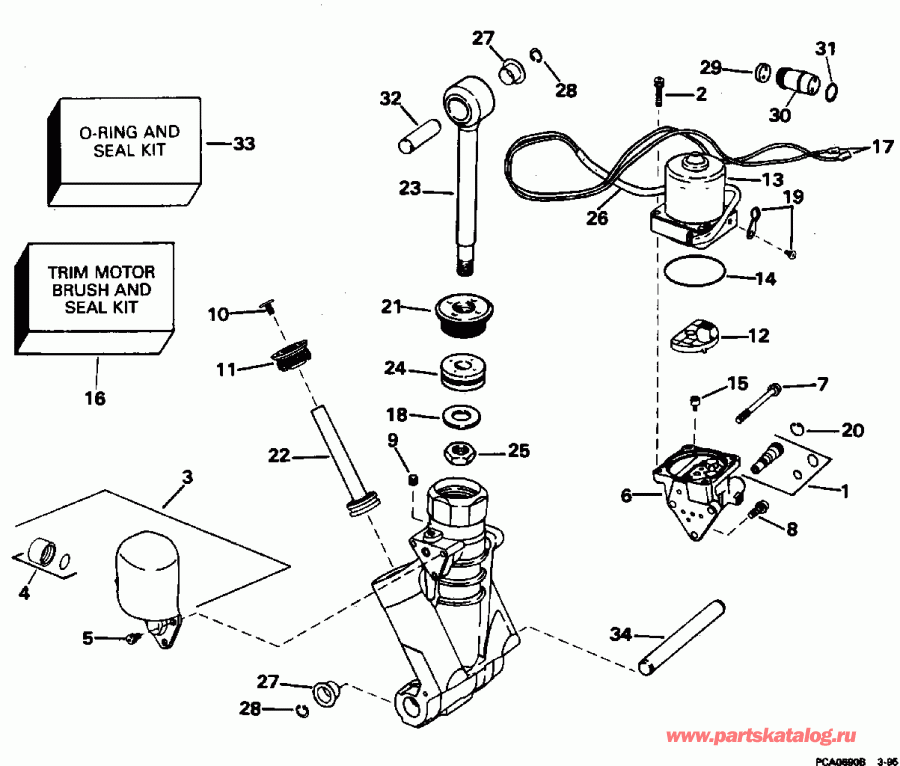 ��������� �������� ����� Evinrude BE200CXEDR 1996  - wer Trim / tilt Hydraulic Assembly - wer Trim/tilt Hydraulic Assembly