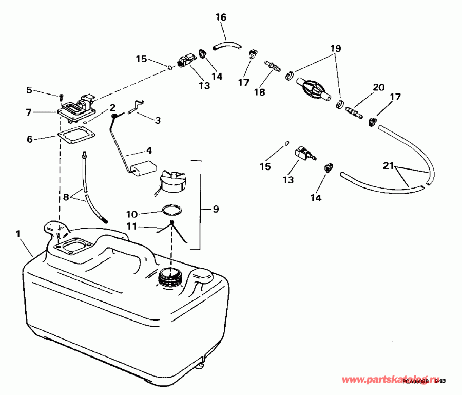 �������� ����� Evinrude BE20SRLEDA 1996  - 6 Gallon P/n 175303 / 6 ������ P / n 175303