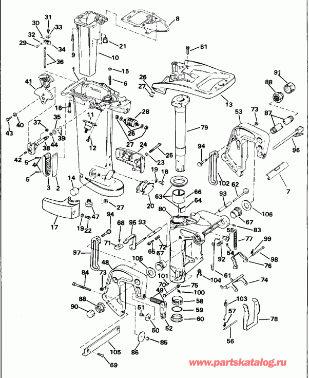 �������� ��������� ����� Evinrude BE20SRLEDA 1996  - dsection