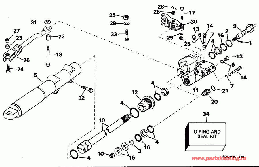  Evinrude BE225SLEDE 1996  - linder & ������ Assembly