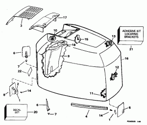 ������ ��������� (�����) - Johnson - 200tx, 200sl, 200cx, 225 (Engine Cover - Johnson - 200tx, 200sl, 200cx, 225)