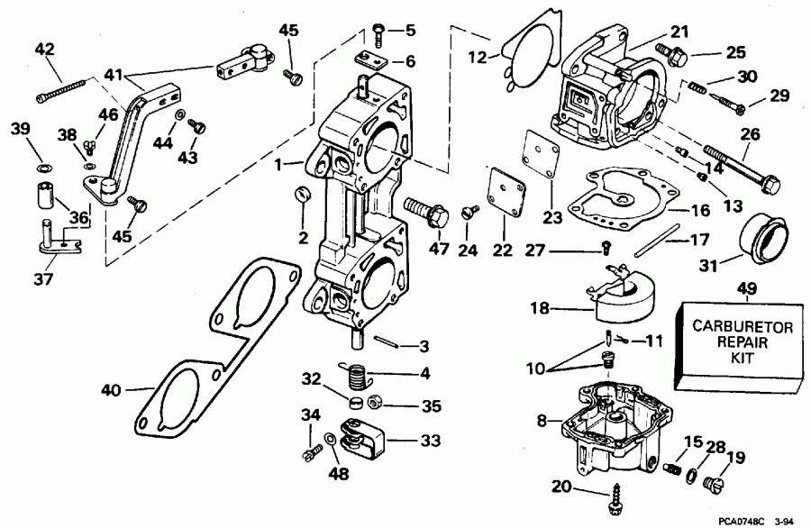 �������� ����� Evinrude BE250CXEDA 1996  - rburetor / rburetor