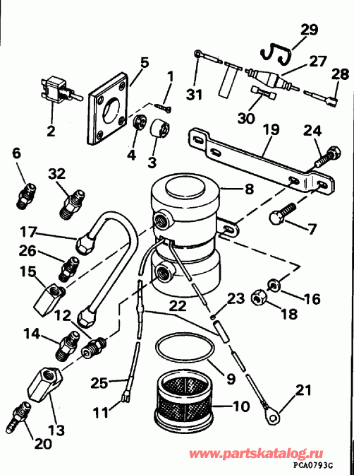 ��������� �������� ����� Evinrude BE250CXEDA 1996  - ectric ��������� �����. / ectric Primer Pump Assy.