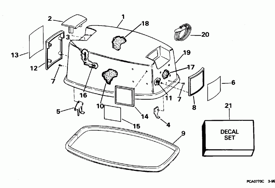 ��������� EVINRUDE BE25AREDC 1996  - wer ������ ��������� (�����) - wer Engine Cover