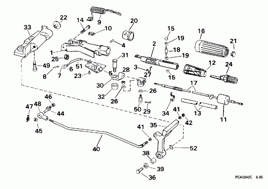  Evinrude BE25BALEDR 1996  - ee������ & ������������� Handle / eering & Shift Handle