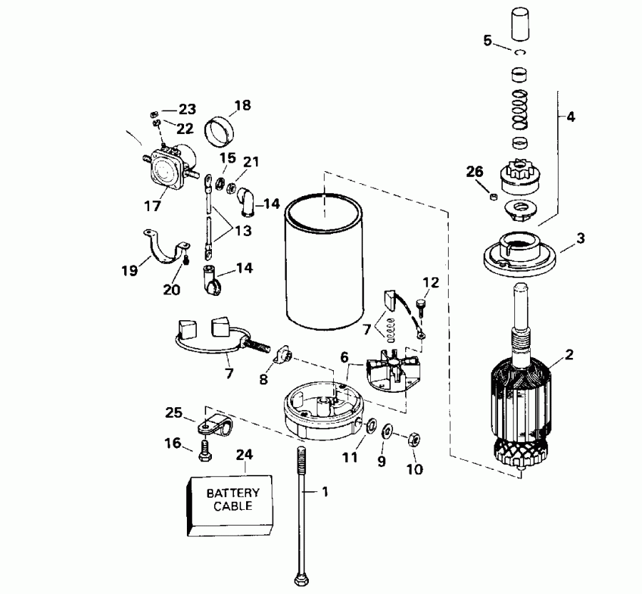 Evinrude BE25ELEDM 1996  - ectric Starter & Solenoid - ectric ������� & Solenoid