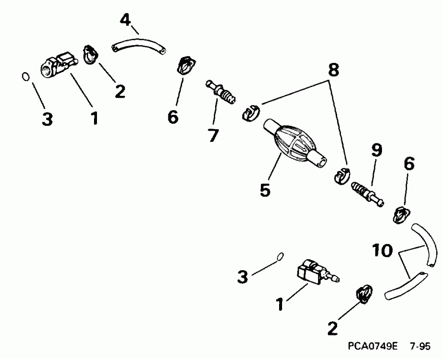 ��������� EVINRUDE BE25ERLEDC 1996  - el ����� ��������� ����� 5 / 16 ���� I.d.
