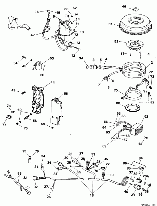 ��������� �������� ����� EVINRUDE BE25QLEDC 1996  - Remote
