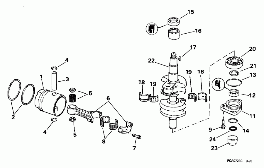 ��������� Evinrude BE30BALEDE 1996  - ankshaft & Piston - ank��� & �������