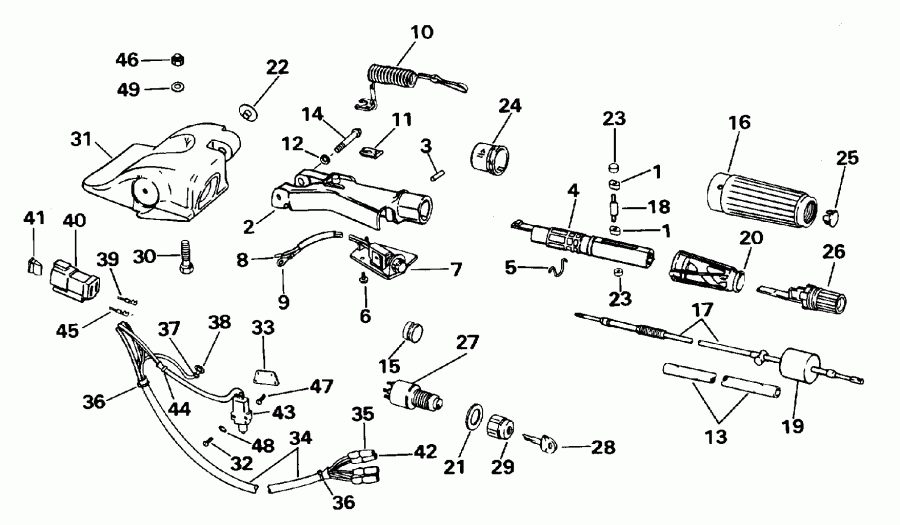 ��������� ��������� EVINRUDE BE35AREDS 1996  - eering & Shift Handle / ee������ & ������������� Handle