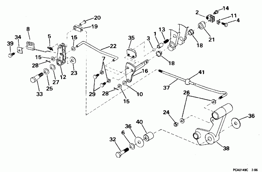 ��������� ��������� Evinrude BE50TLEDS 1996  - ift & ����������� ��������age (continued) - ift & Throttle Linkage (continued)