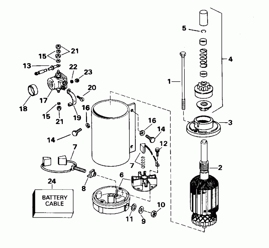 ��������� ����� Evinrude BE70ELEDA 1996  - ectric ������� - ectric Starter