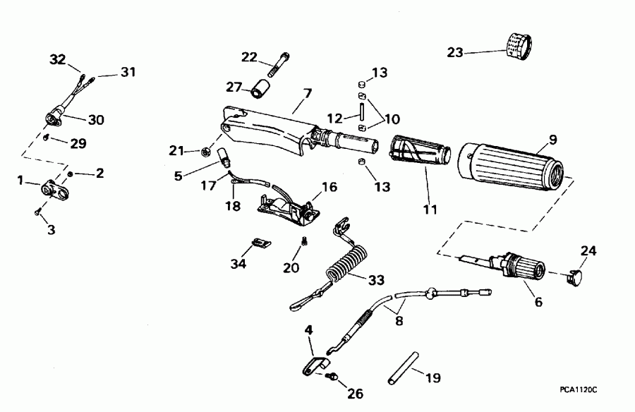 �������� ��������� ����� EVINRUDE BE8FRBXEDC 1996  - eering & Shift Handle - ee������ & ������������� Handle