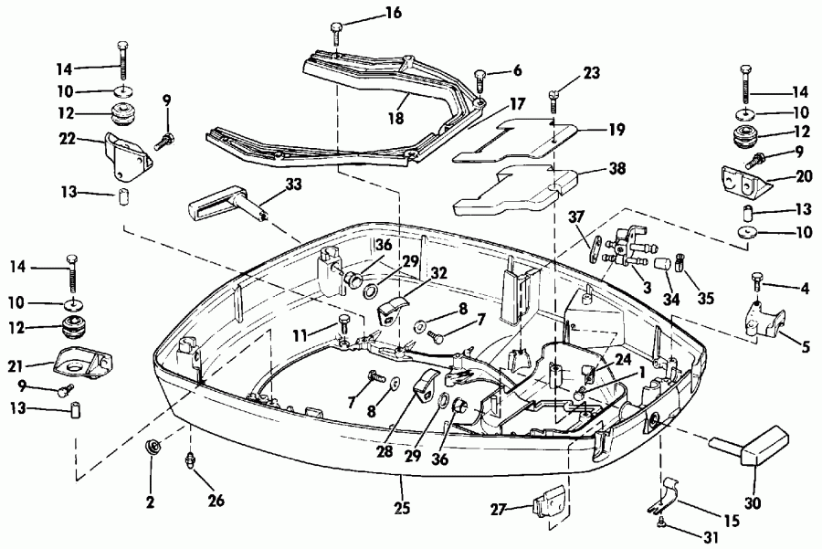��������� EVINRUDE BE90ELEDR 1996  - wer Engine Cover / wer ������ ��������� (�����)