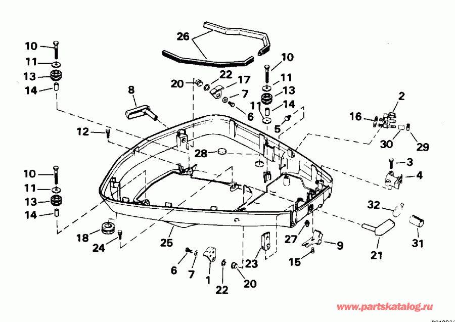 �������� ��������� ����� EVINRUDE E100WTLEDR 1996  - wer ������ ��������� (�����) / wer Engine Cover