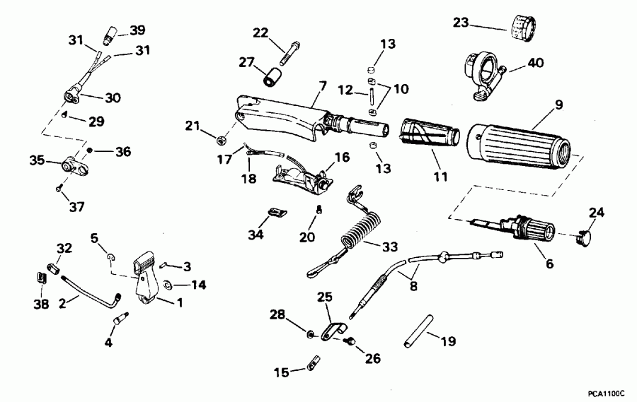 ��������� �������� ����� EVINRUDE E10FRELEDR 1996  - ee������ & ������������� Handle - eering & Shift Handle