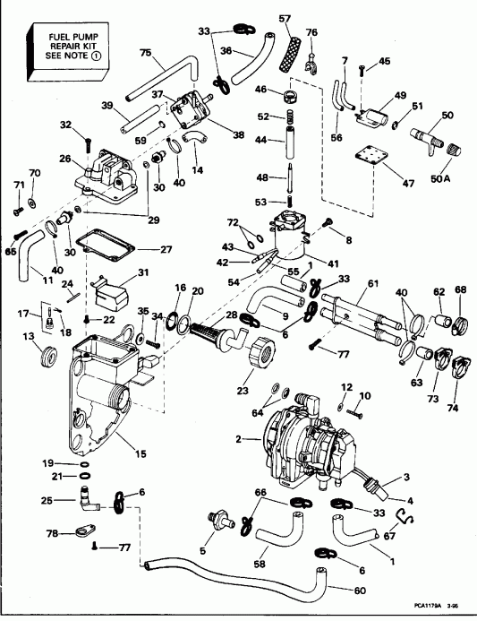 ��������� EVINRUDE E115GLEDR 1996  - el Bracket & Components