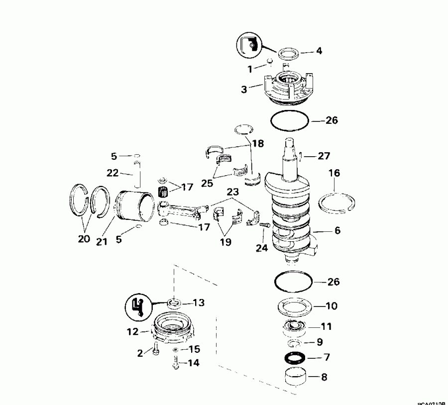 ��������� ����� Evinrude E115JLEDA 1996  - ankshaft & Piston