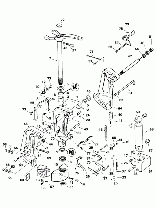 �������� ��������� ����� Evinrude E115TLEDA 1996  - Manual Tilt Models - ������ Tilt Models